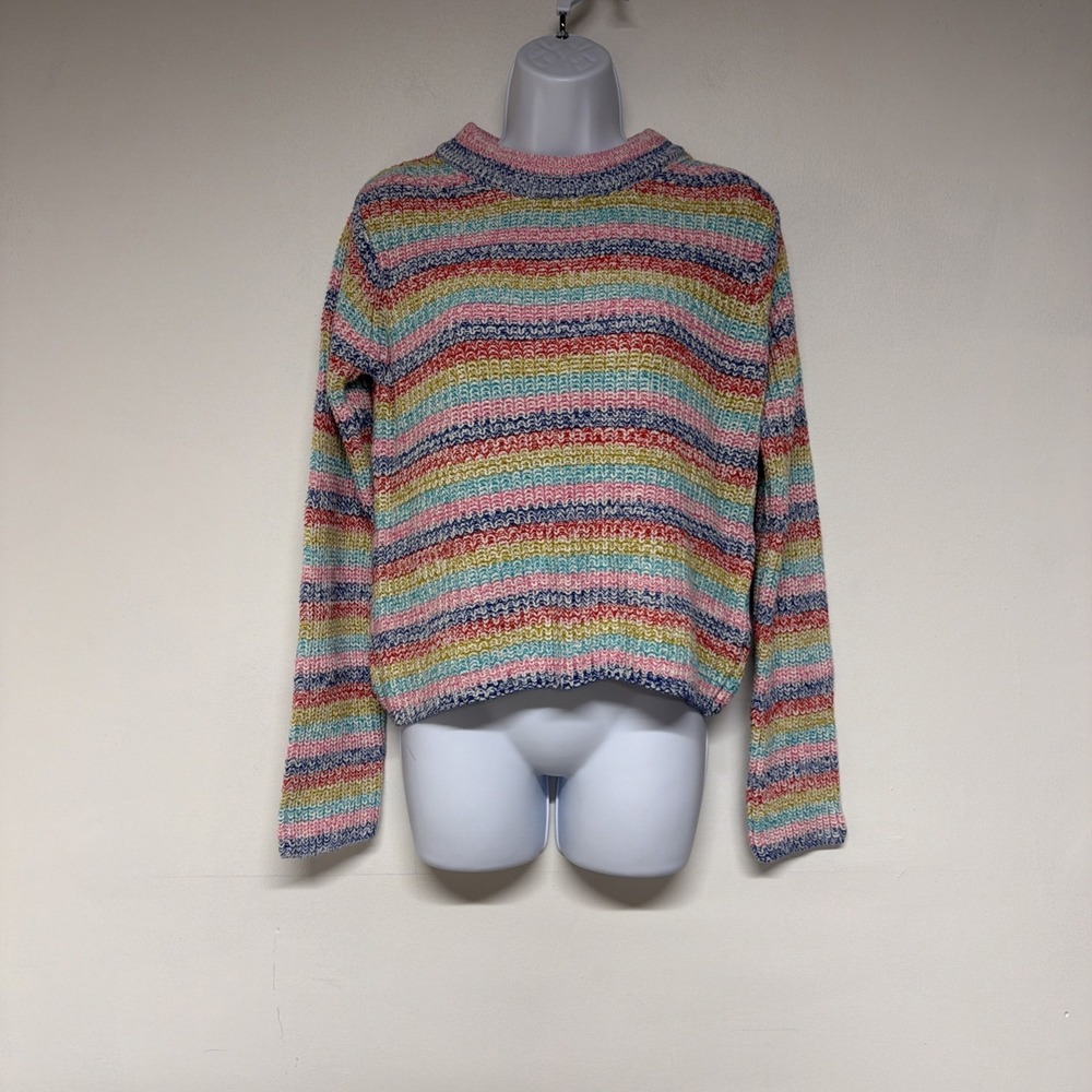 Philosophy Republic Clothing Womens Crew Neck Striped Chunky Knit Sweater Small